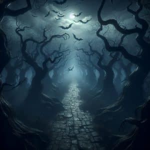 Šuma puna šišmiša koji lete